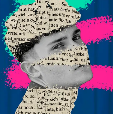 Man's head is covered with newspaper